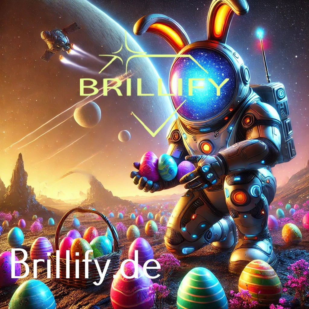 Diamond Painting mit Astronaut im Hasenohren-Helm, bunten Ostereiern in den Händen und Korb auf Alien-Landschaft