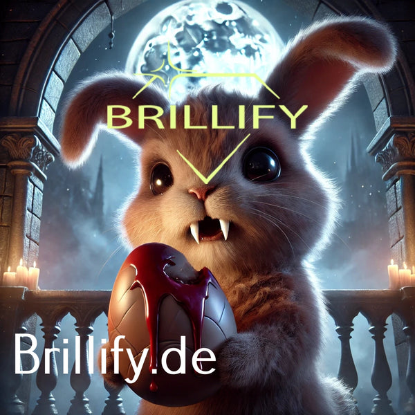 Diamond Painting mit Vampirhasen, Fangzähnen und Ei mit roten Tropfen vor Mondlicht und Kerzen